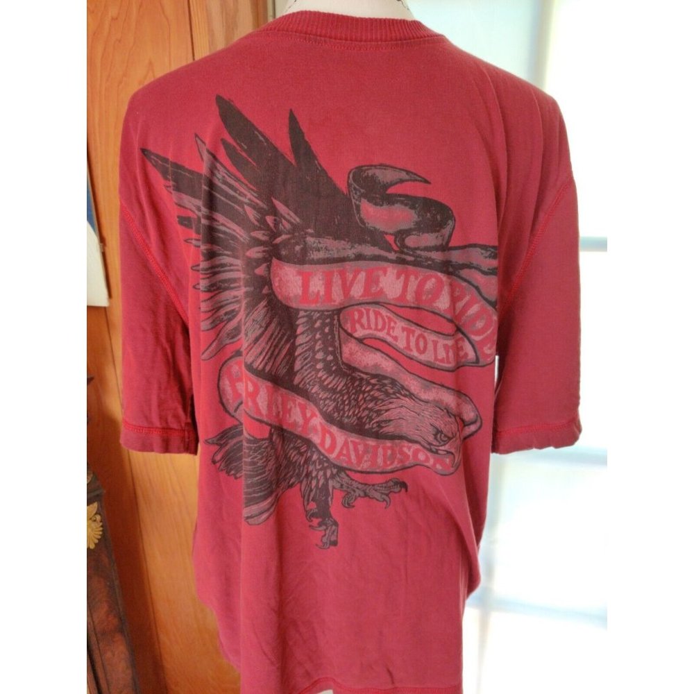 Harley-Davidson Mens Graphic T-Shirt Red Live To Ride Eagle 100% Cotton …
